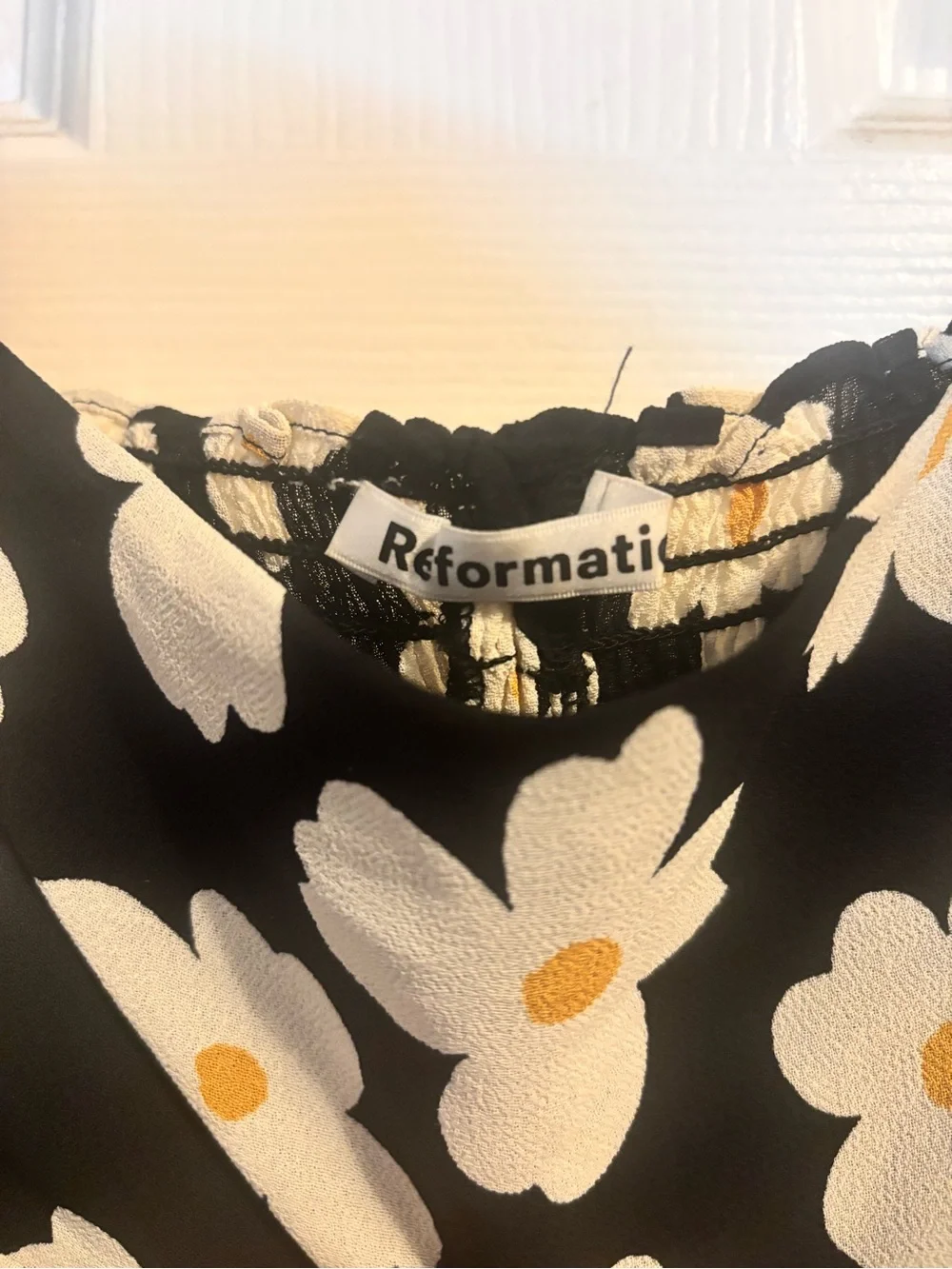 Reformation Georgia Square-Neck Puff Sleeve Top